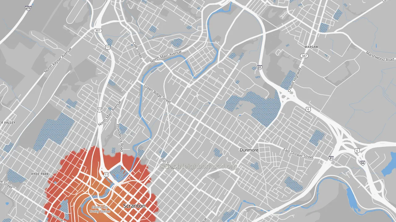 Transit Grade map of 18509, PA
