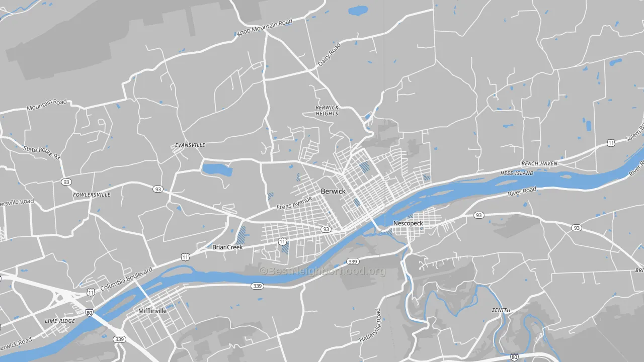 Transit Grade map of 18603, PA