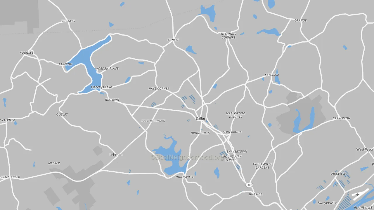 Transit Grade map of 18612, PA