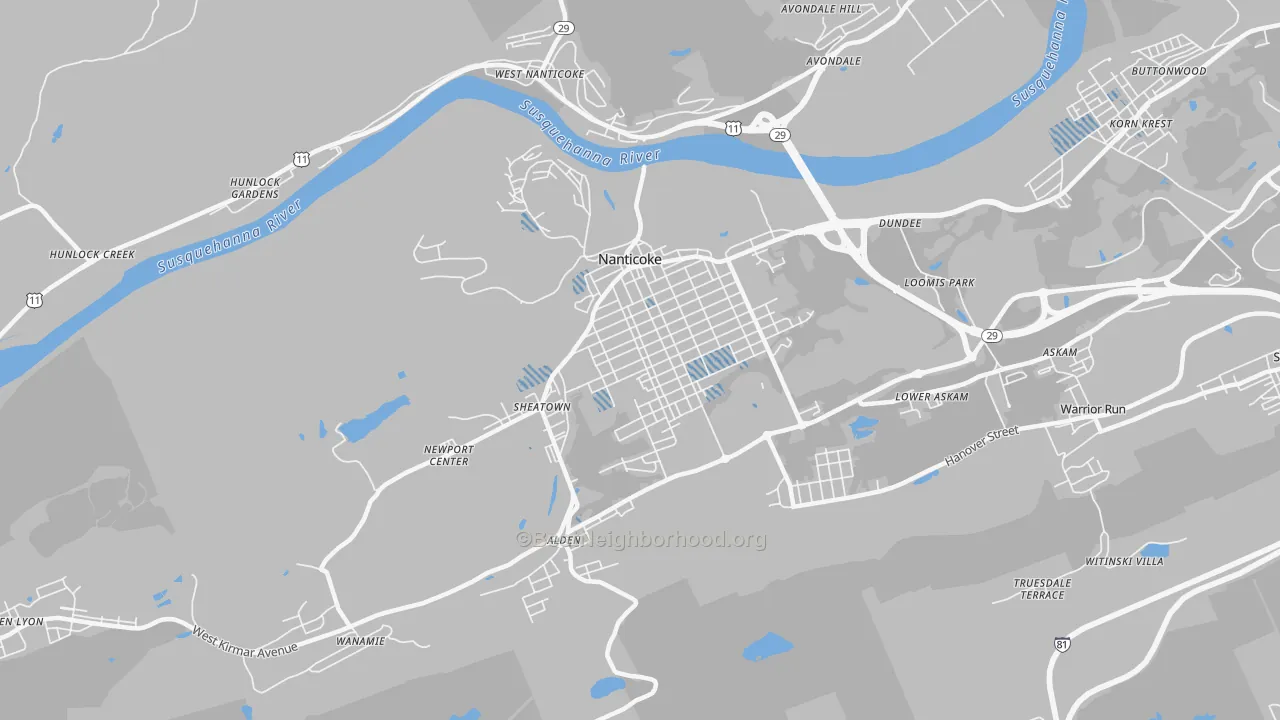 Transit Grade map of 18634, PA
