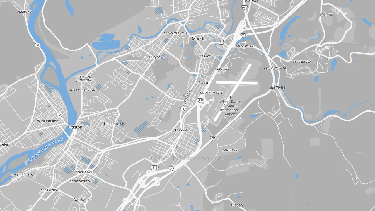 Transit Grade map of 18641, PA
