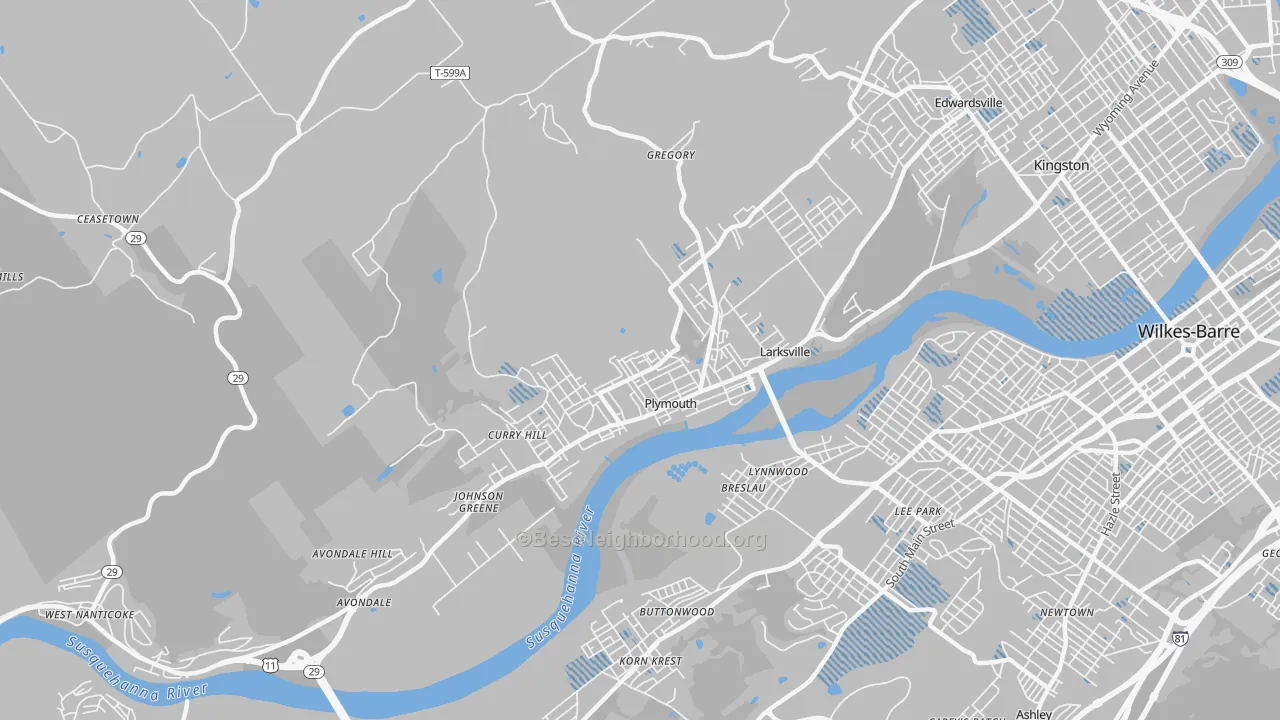 Transit Grade map of 18651, PA