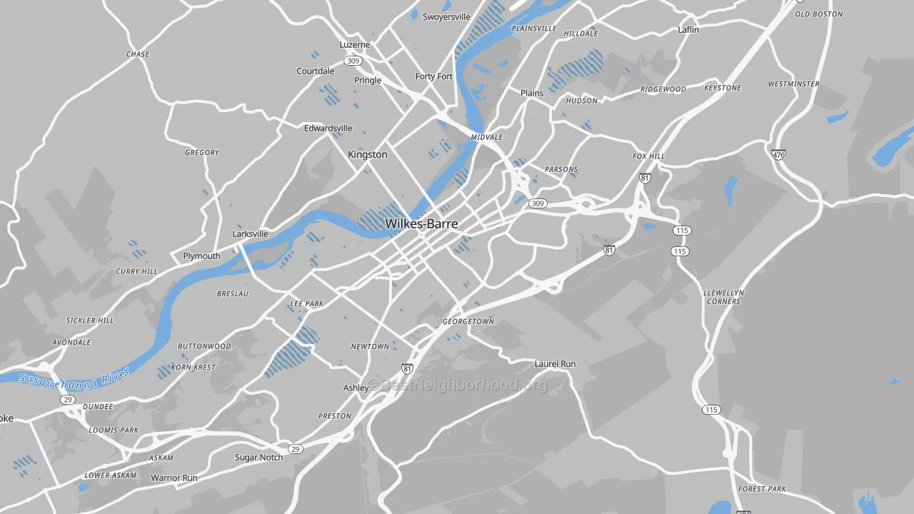 Transit Grade map of 18702, PA