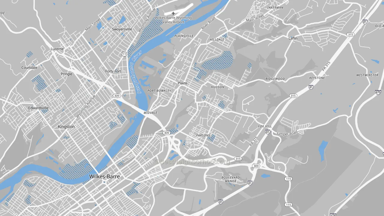 Transit Grade map of 18705, PA