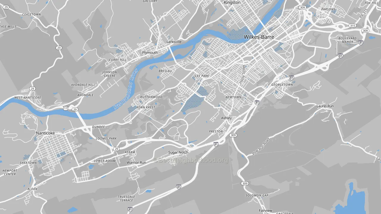 Transit Grade map of 18706, PA