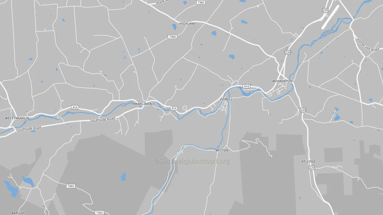 Transit Grade map of 18832, PA