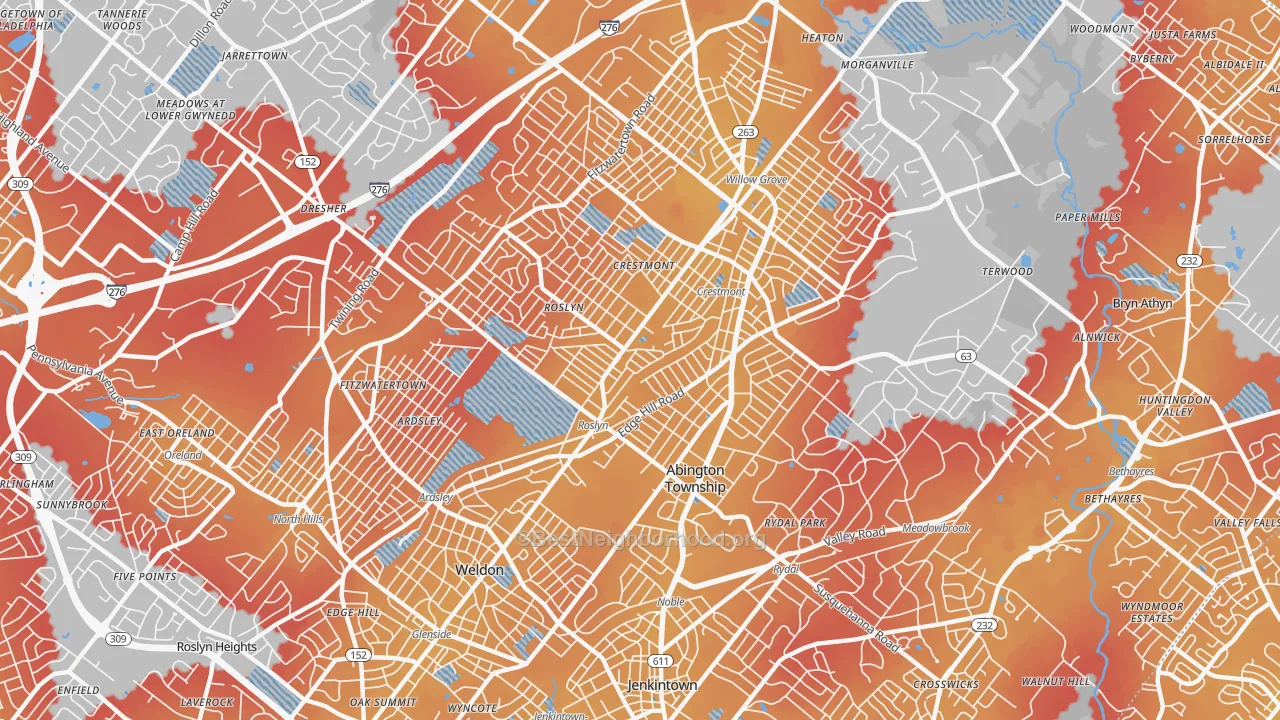 Transit Grade map of 19001, PA