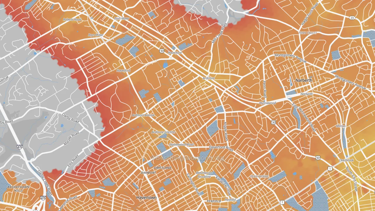 Transit Grade map of 19003, PA