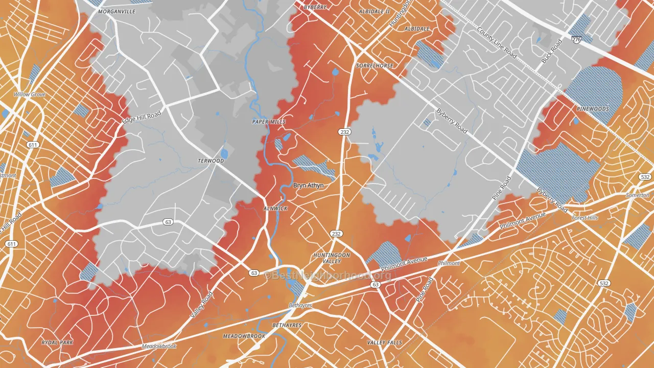 Transit Grade map of 19009, PA