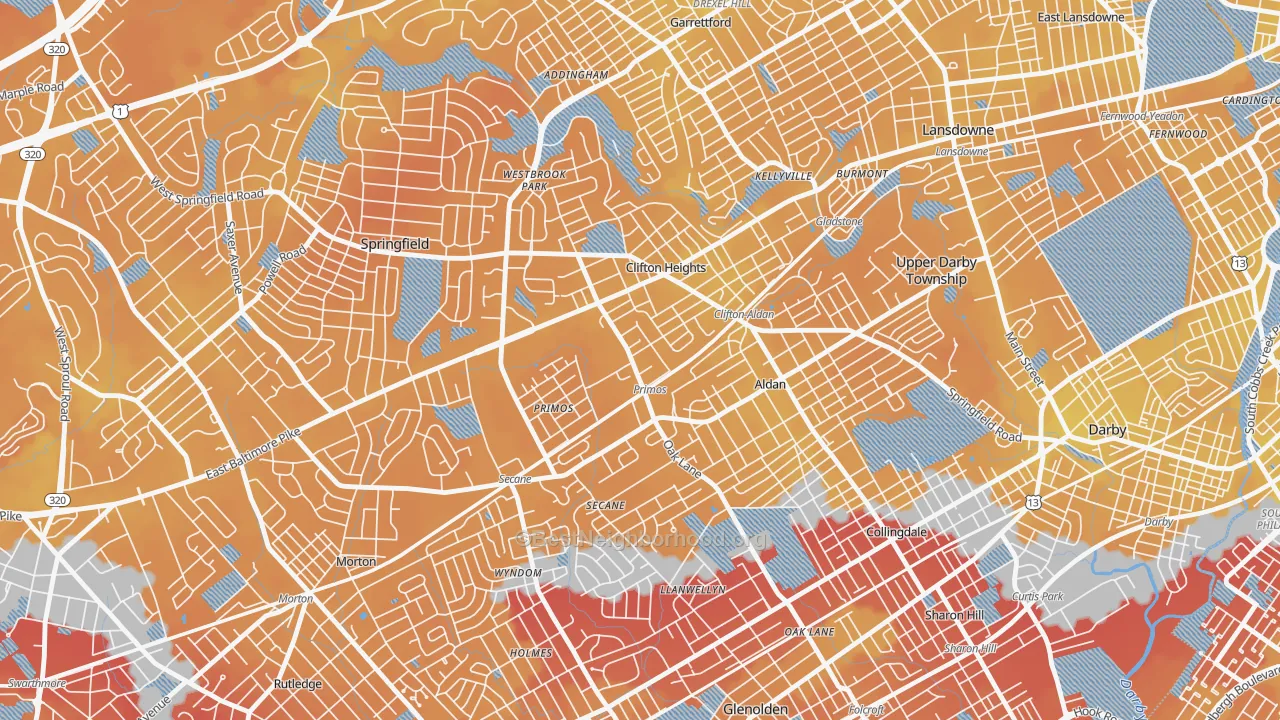 Transit Grade map of 19018, PA