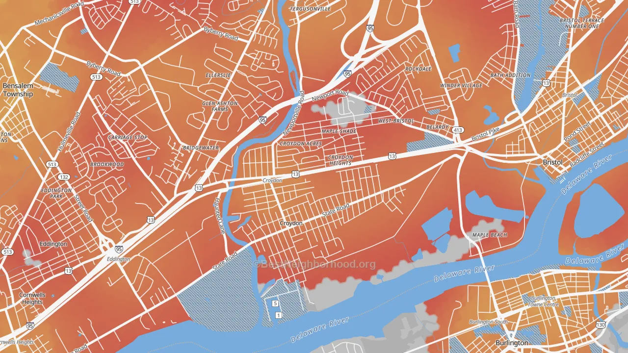 Transit Grade map of 19021, PA