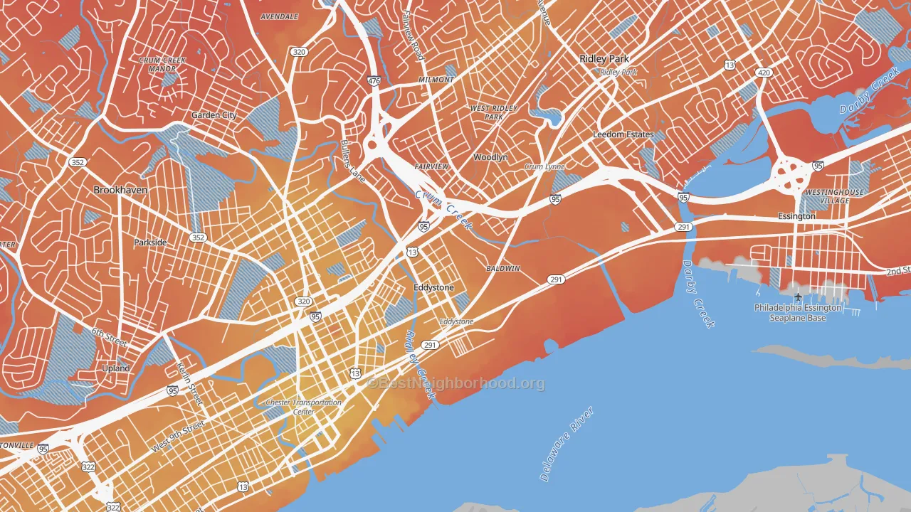 Transit Grade map of 19022, PA