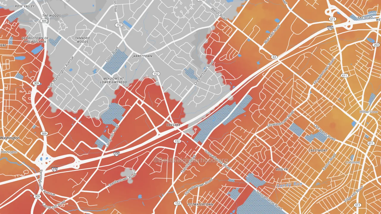 Transit Grade map of 19025, PA