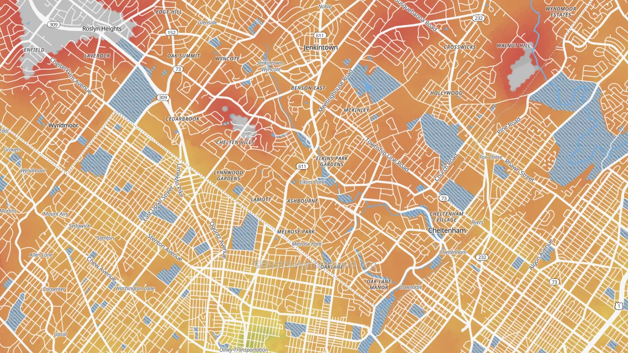 Transit Grade map of 19027, PA