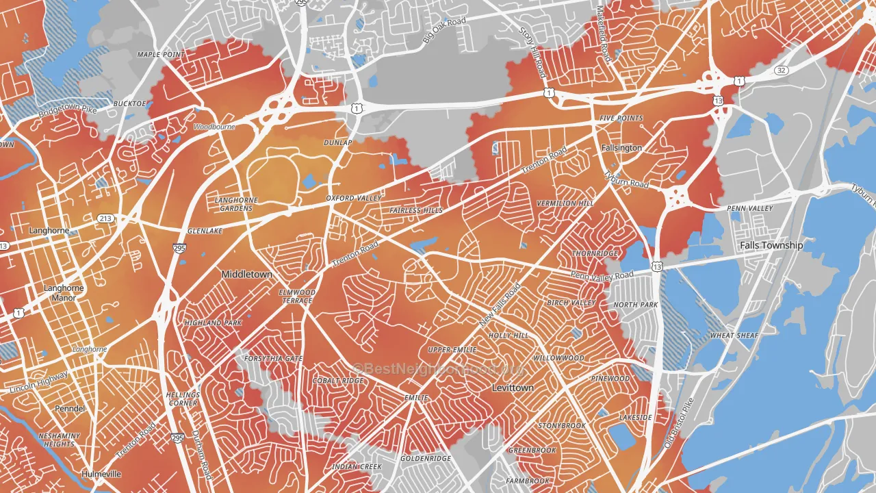 Transit Grade map of 19030, PA