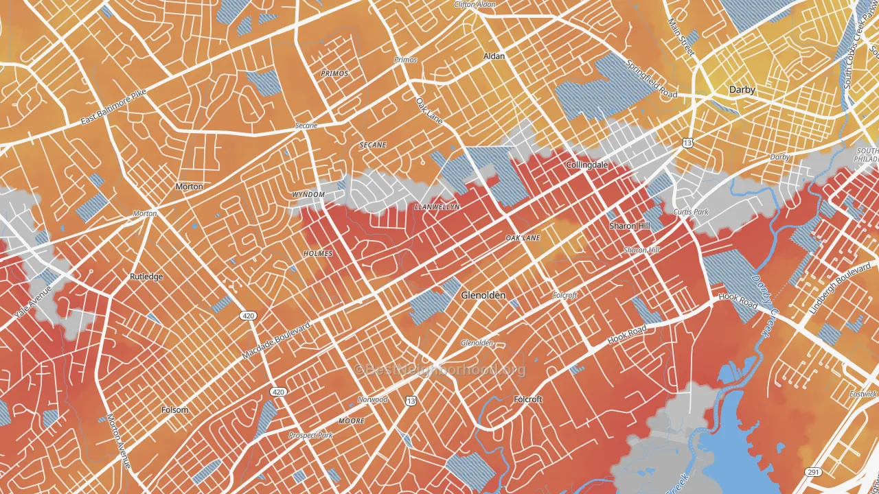 Transit Grade map of 19036, PA