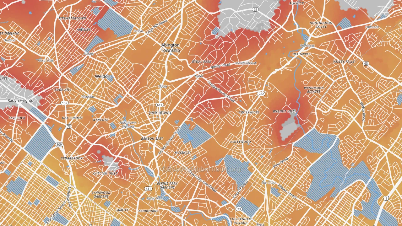 Transit Grade map of 19046, PA