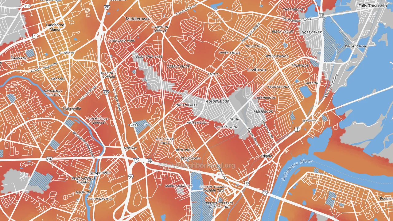 Transit Grade map of 19057, PA