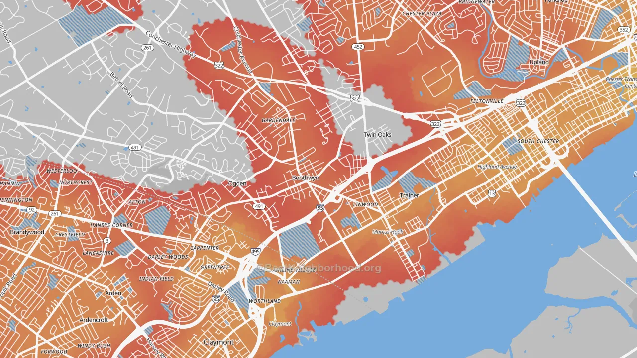 Transit Grade map of 19061, PA