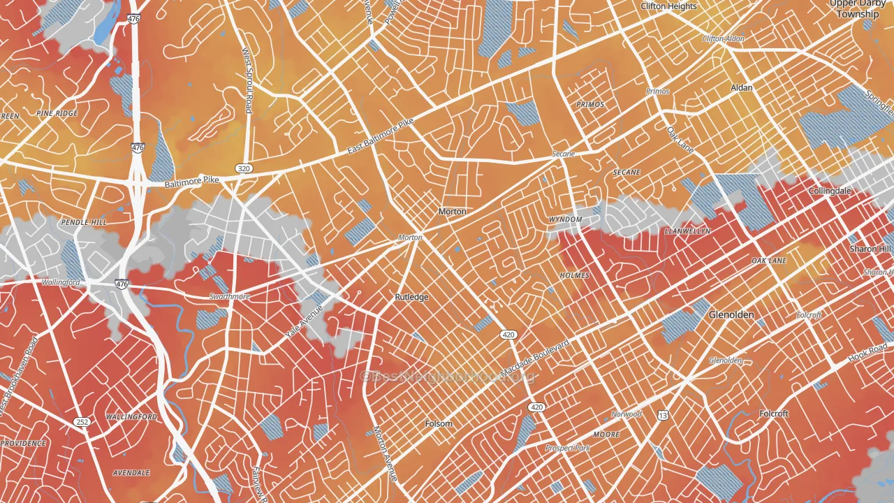 Transit Grade map of 19070, PA