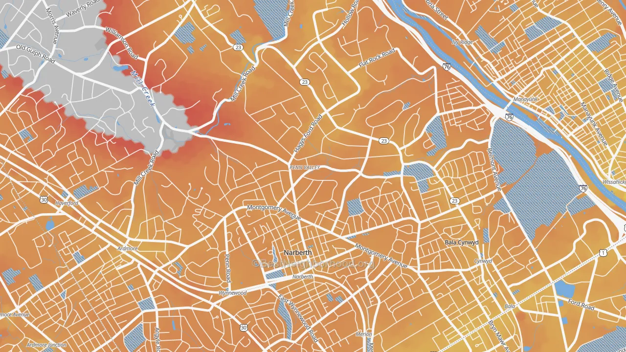 Transit Grade map of 19072, PA