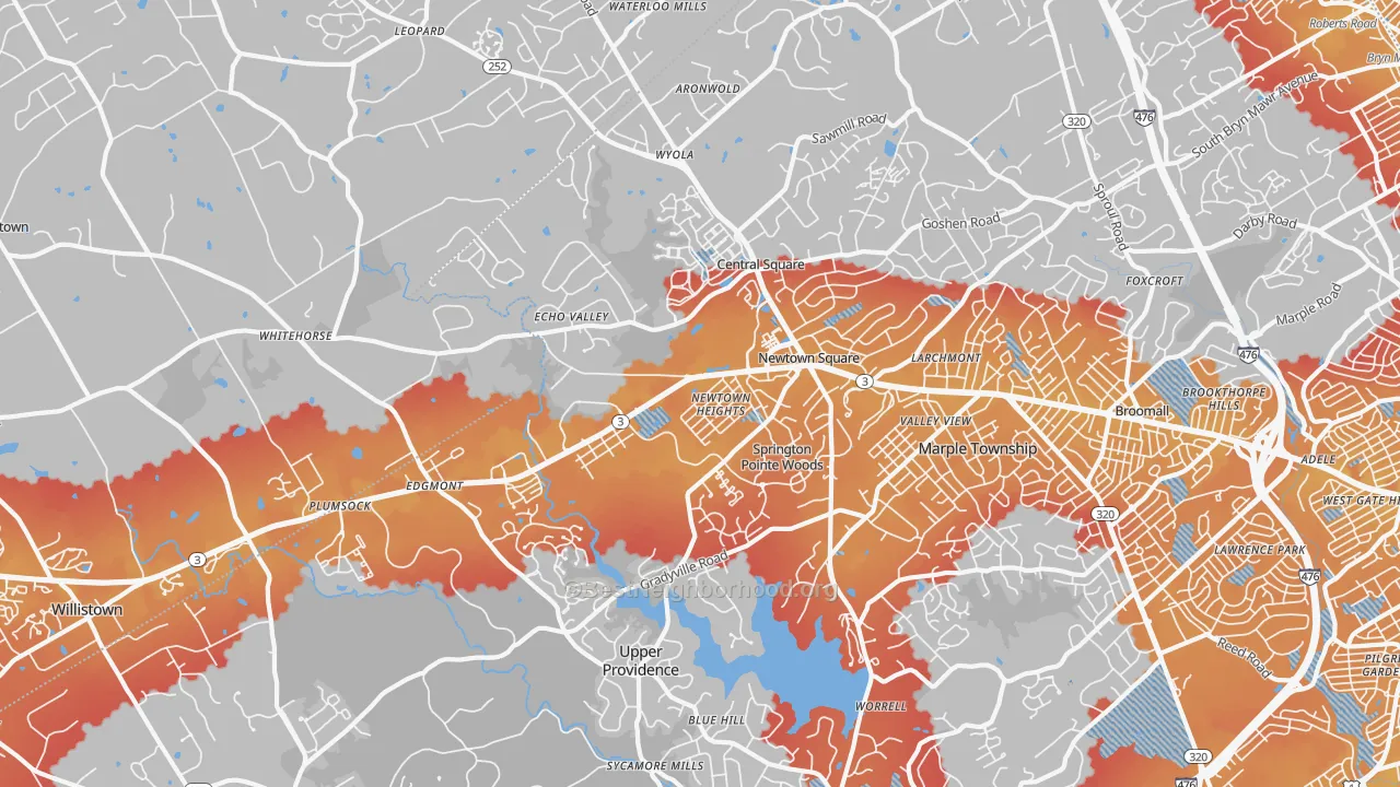 Transit Grade map of 19073, PA