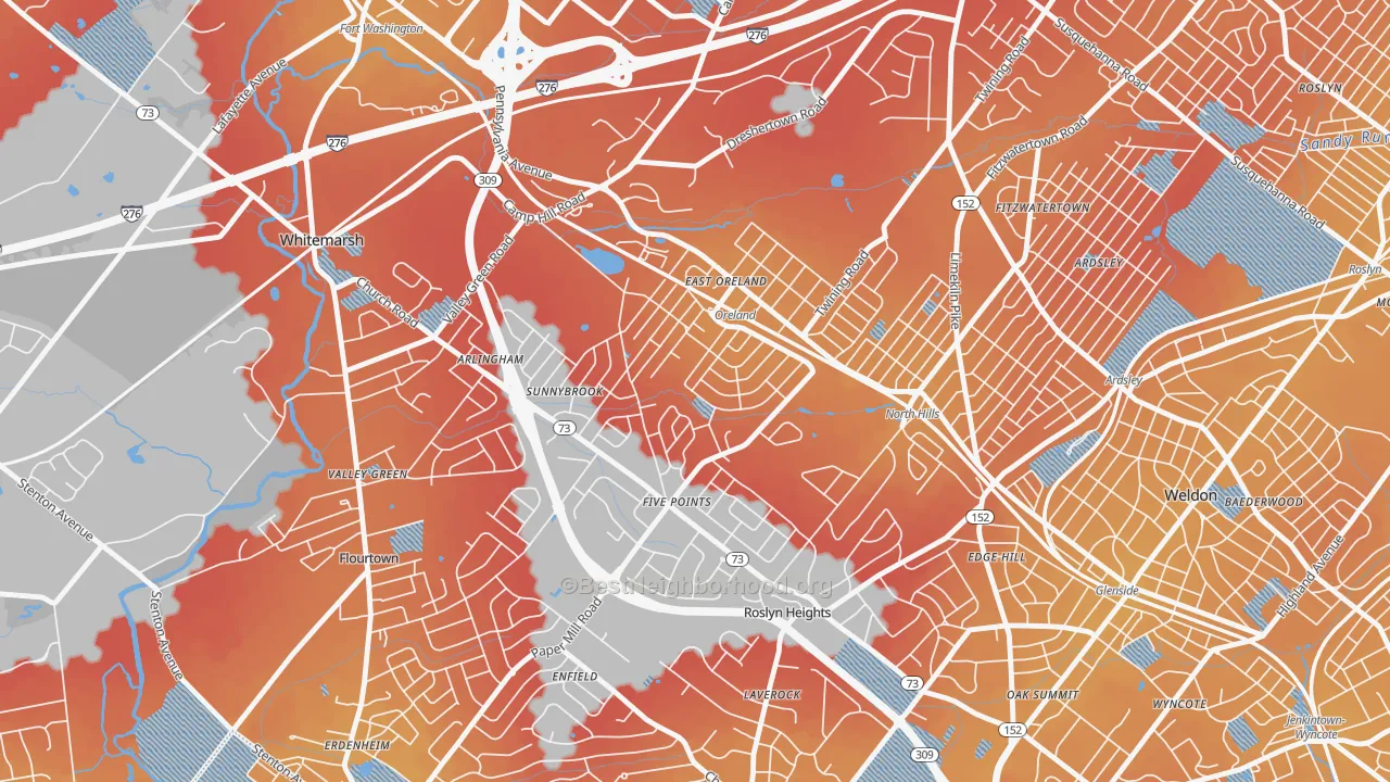 Transit Grade map of 19075, PA