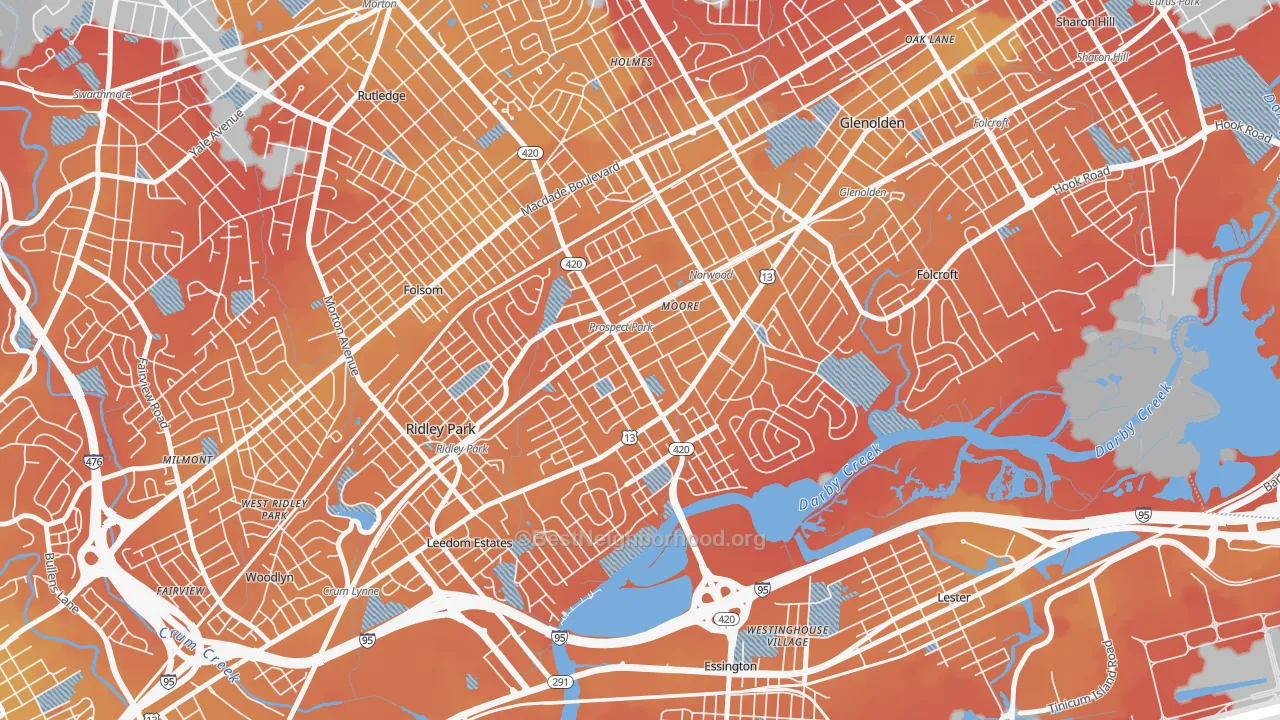 Transit Grade map of 19076, PA