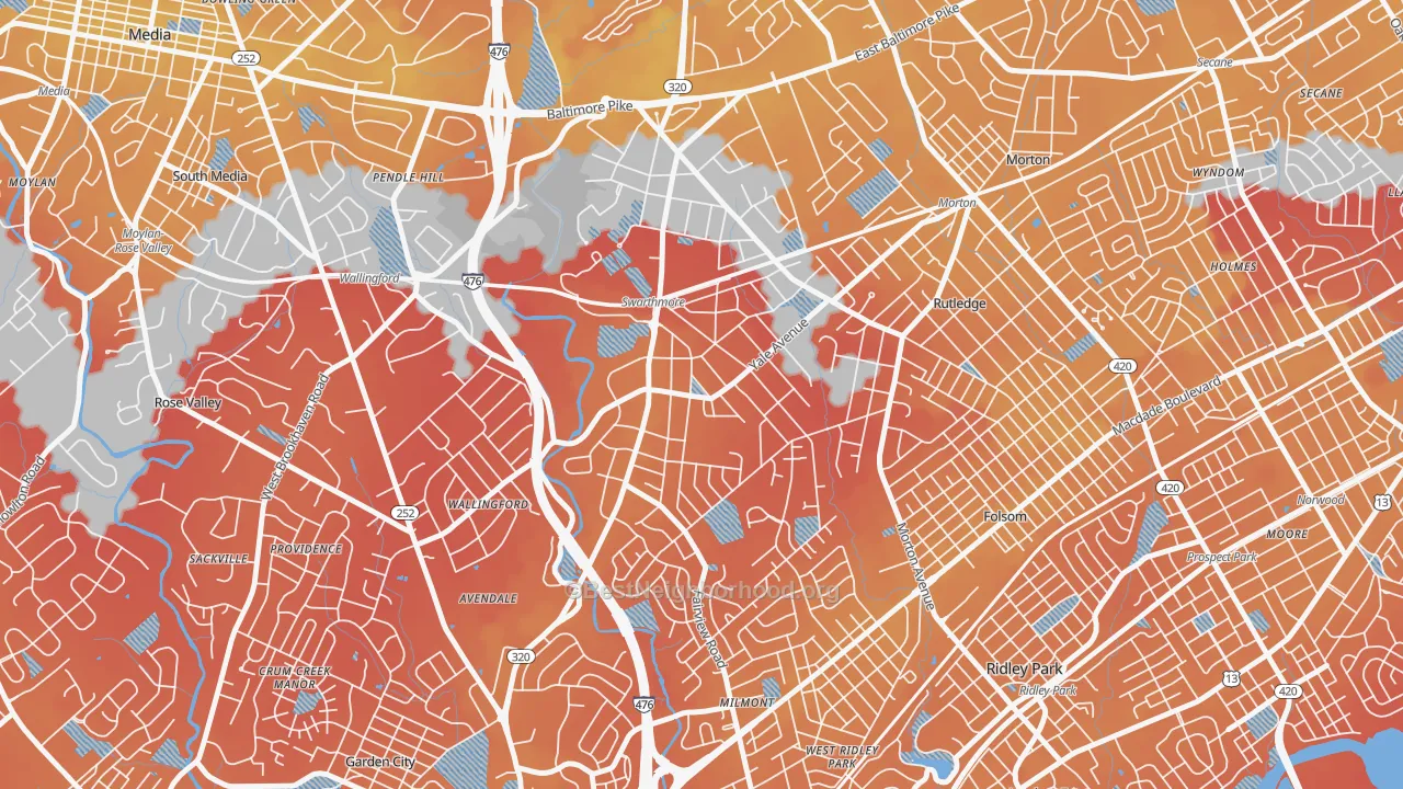 Transit Grade map of 19081, PA