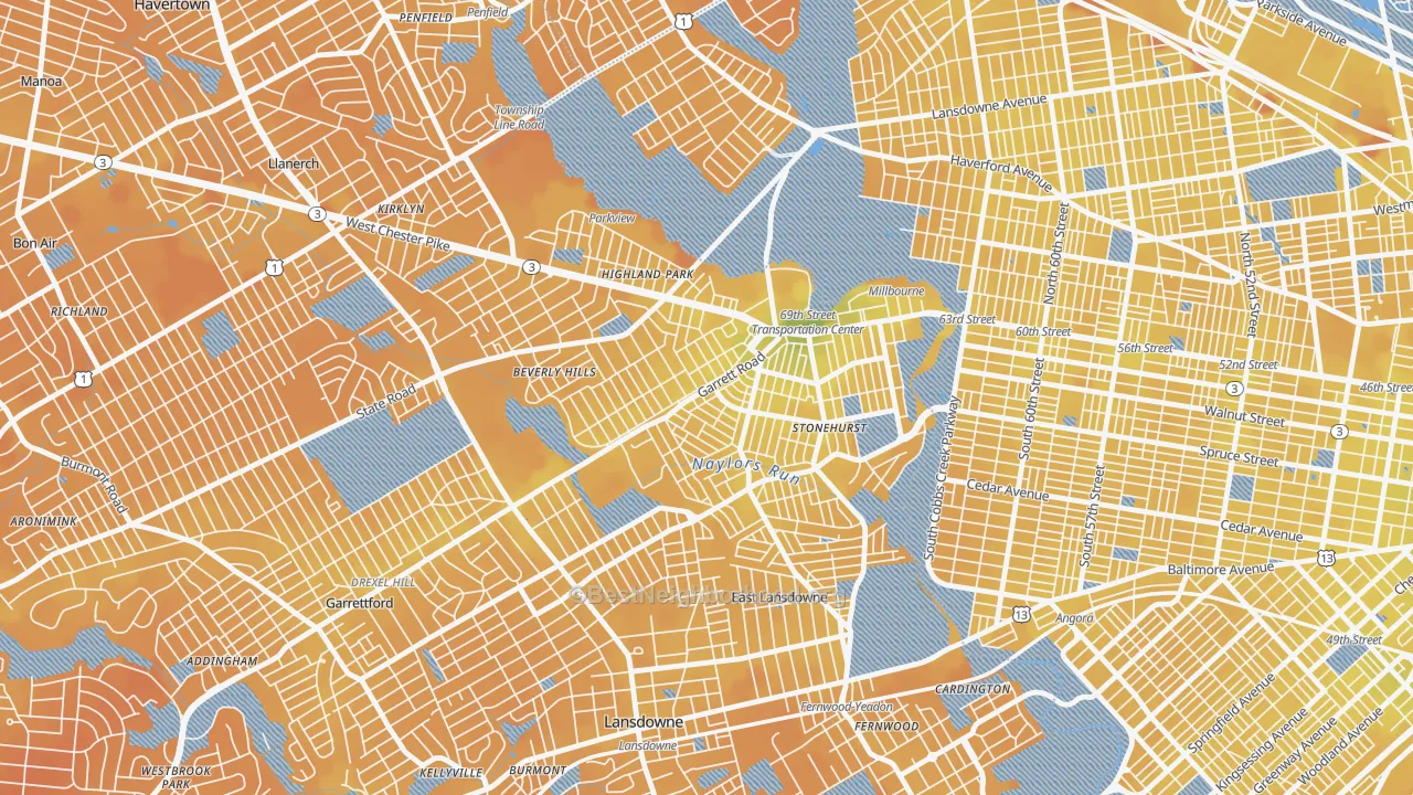 Transit Grade map of 19082, PA