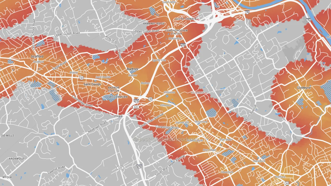 Transit Grade map of 19085, PA