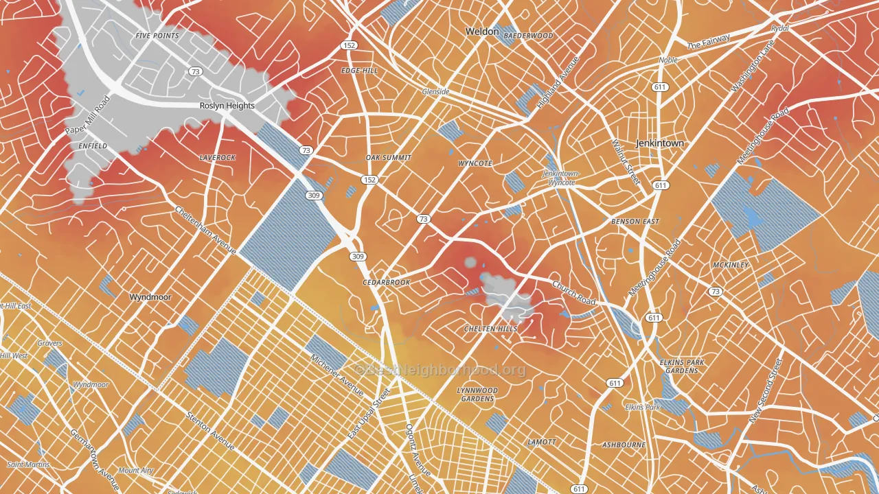 Transit Grade map of 19095, PA