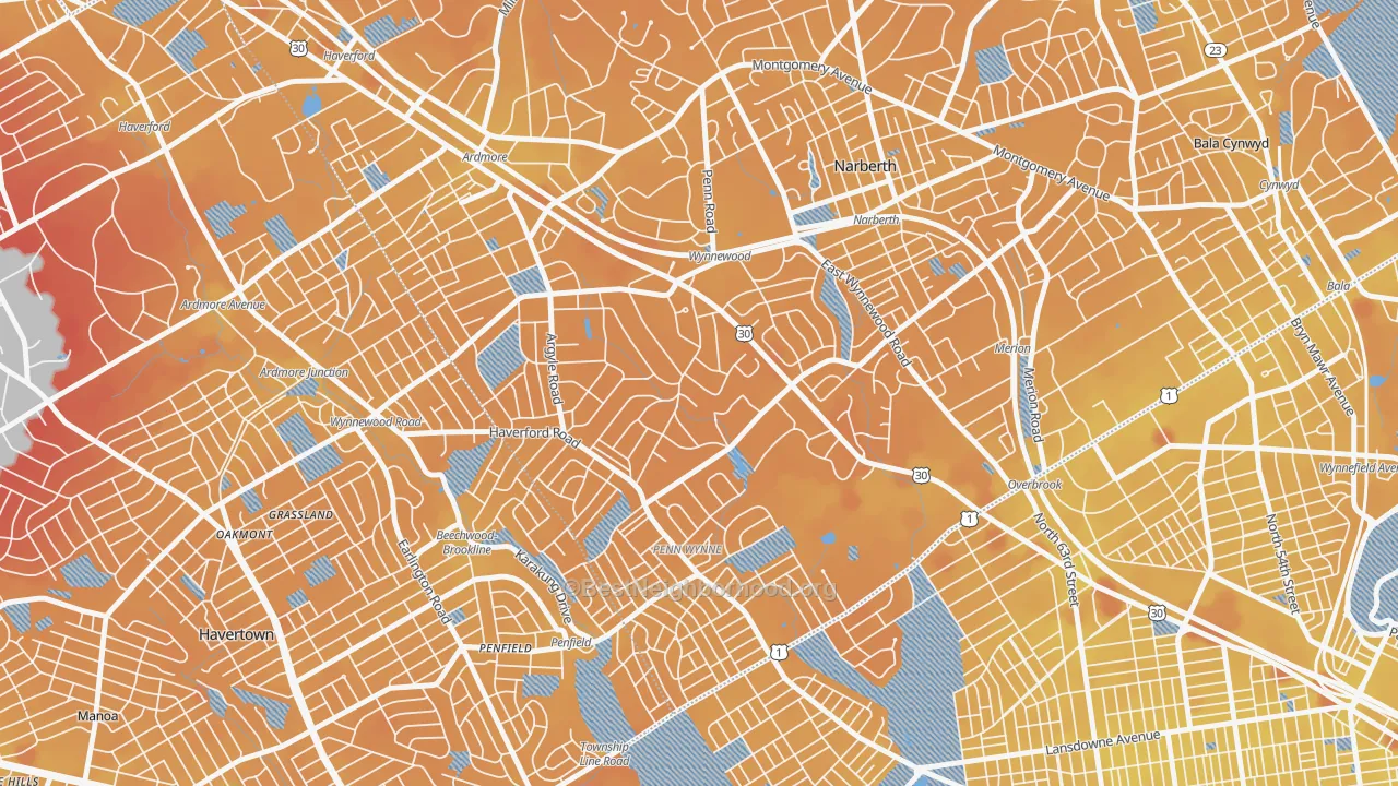 Transit Grade map of 19096, PA