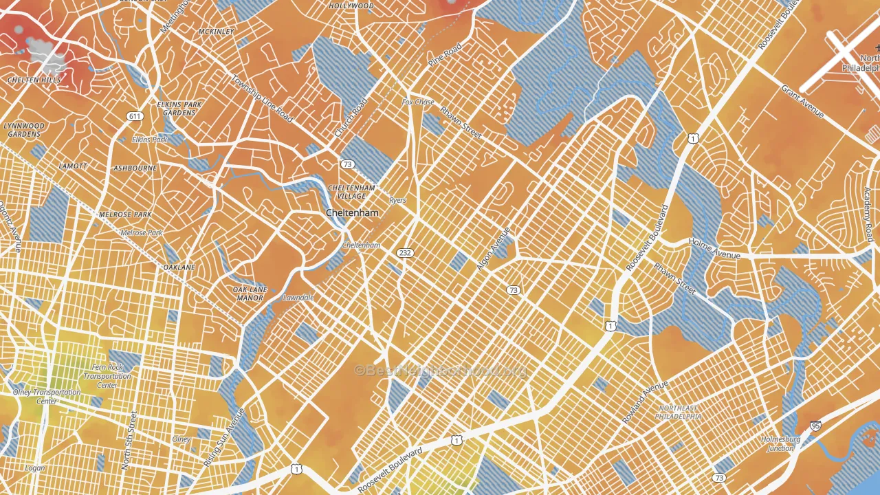 Transit Grade map of 19111, PA