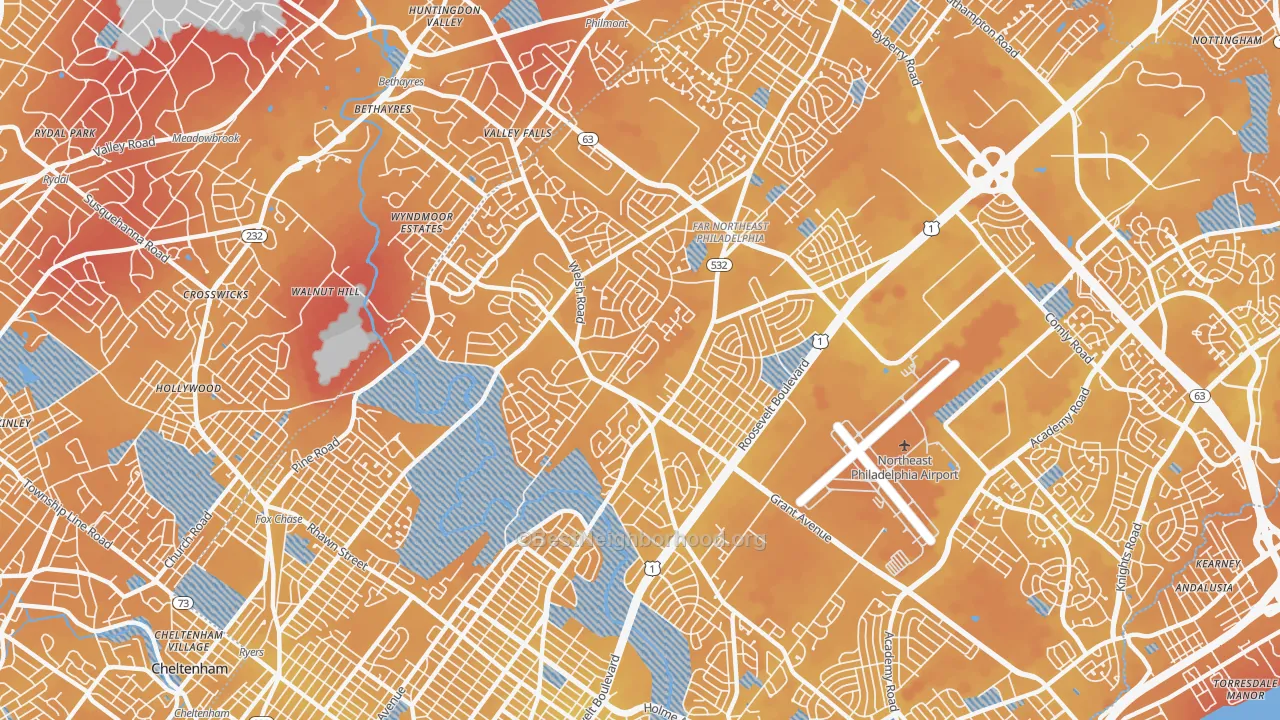 Transit Grade map of 19115, PA