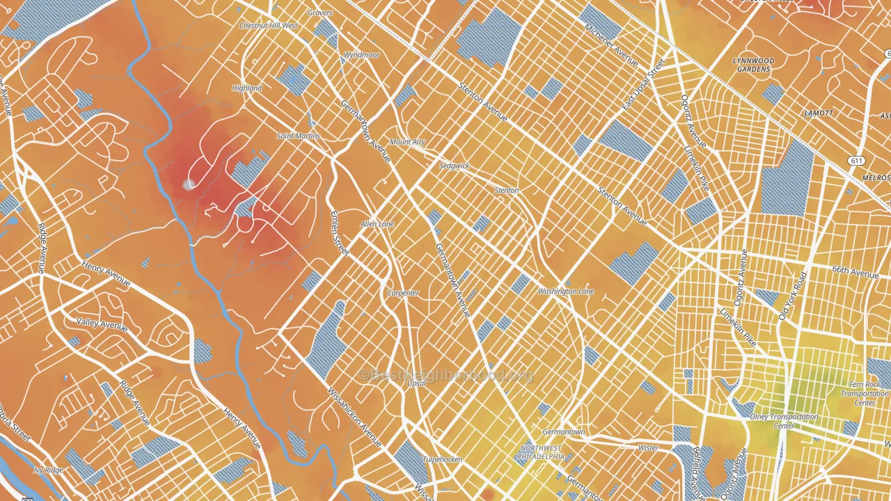 Transit Grade map of 19119, PA
