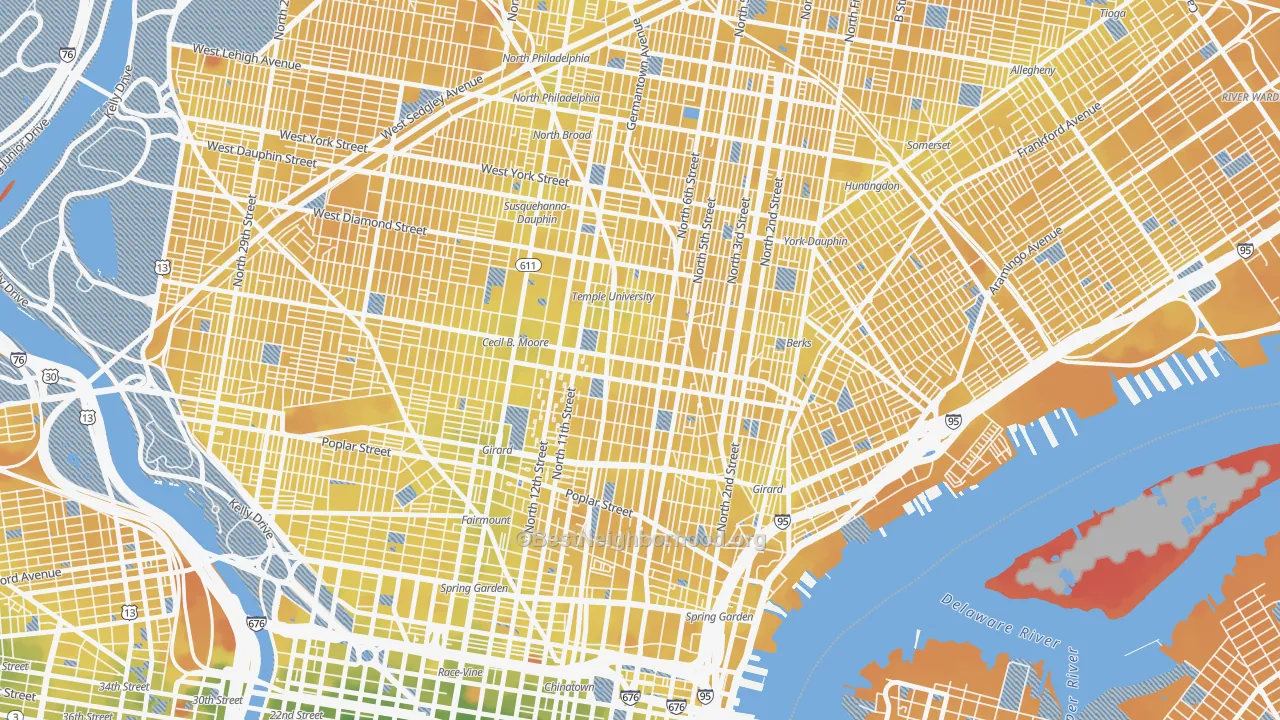 Transit Grade map of 19122, PA