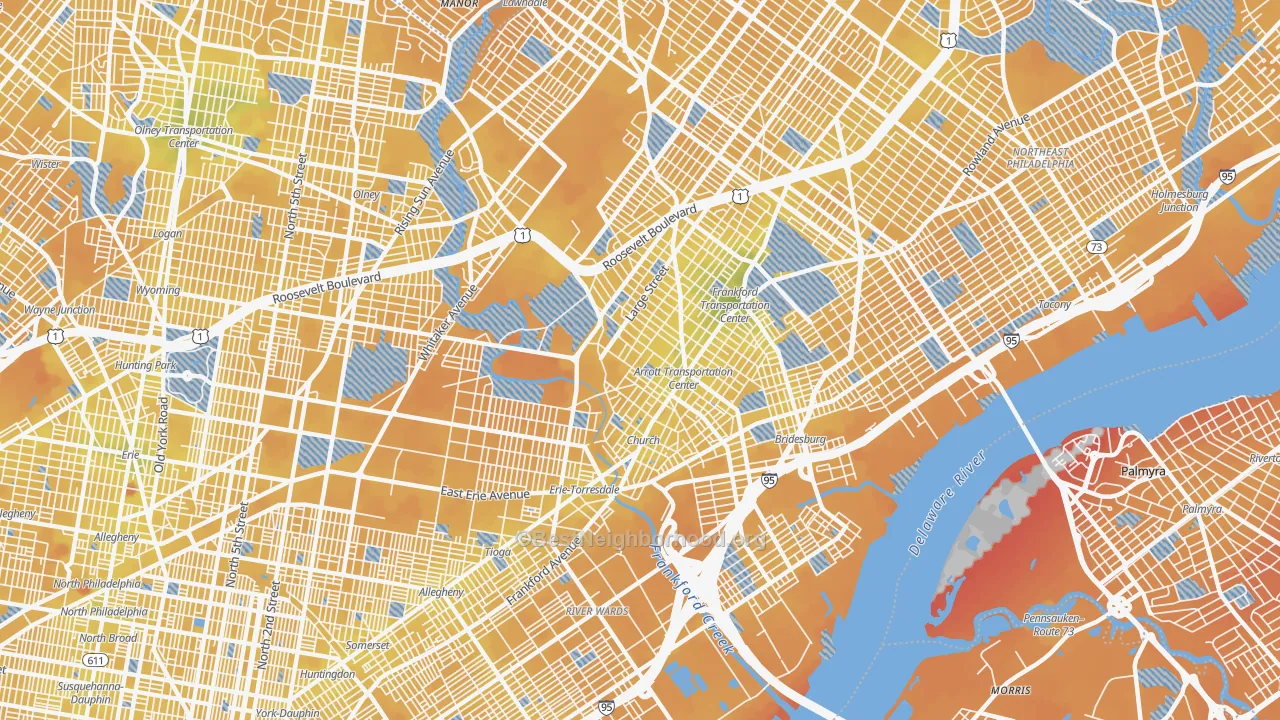 Transit Grade map of 19124, PA
