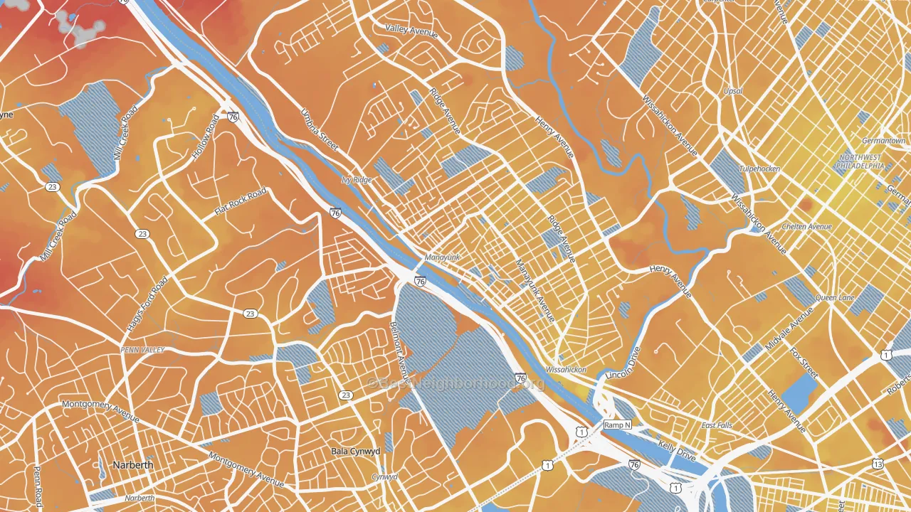 Transit Grade map of 19127, PA