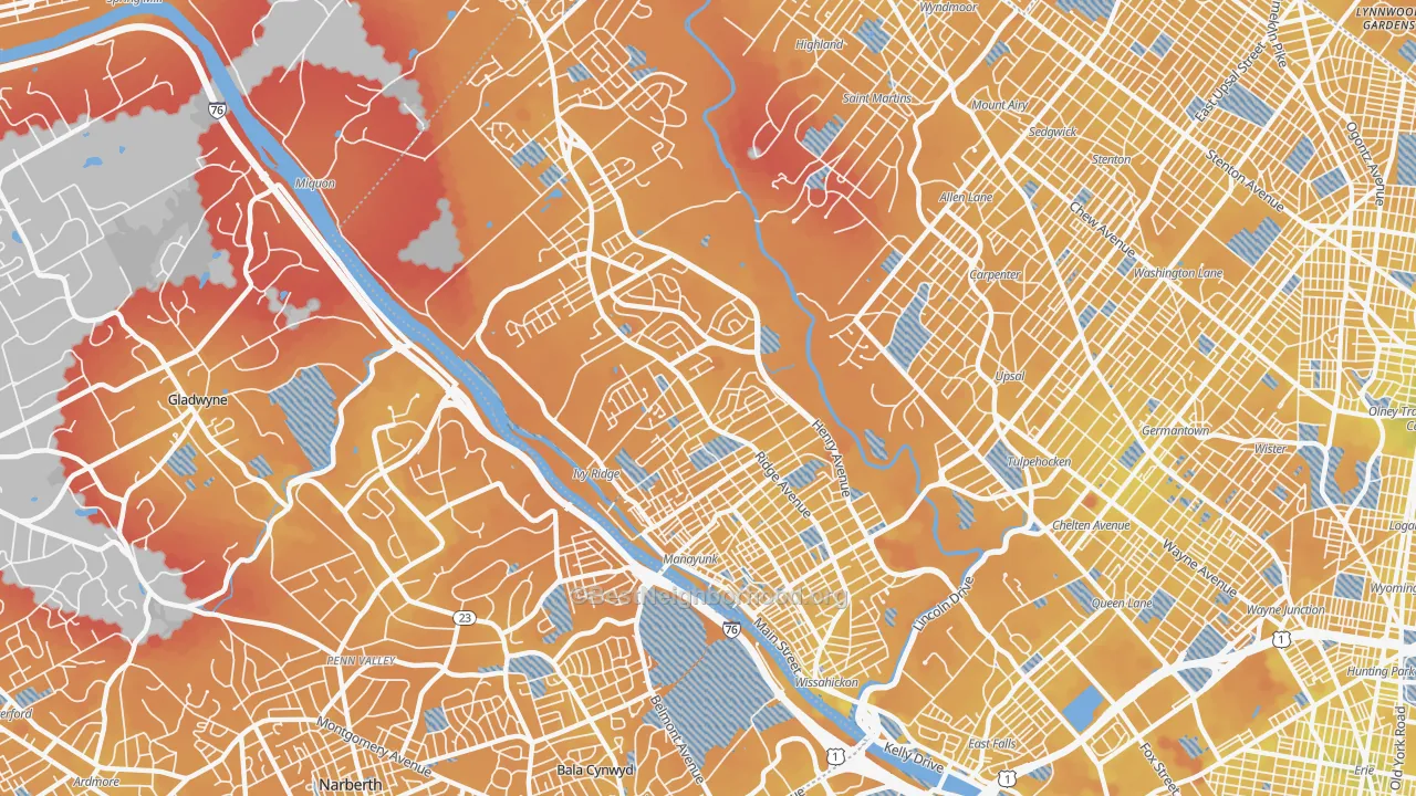Transit Grade map of 19128, PA