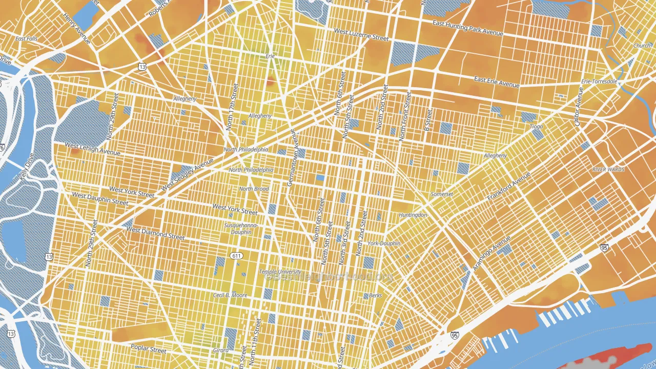 Transit Grade map of 19133, PA