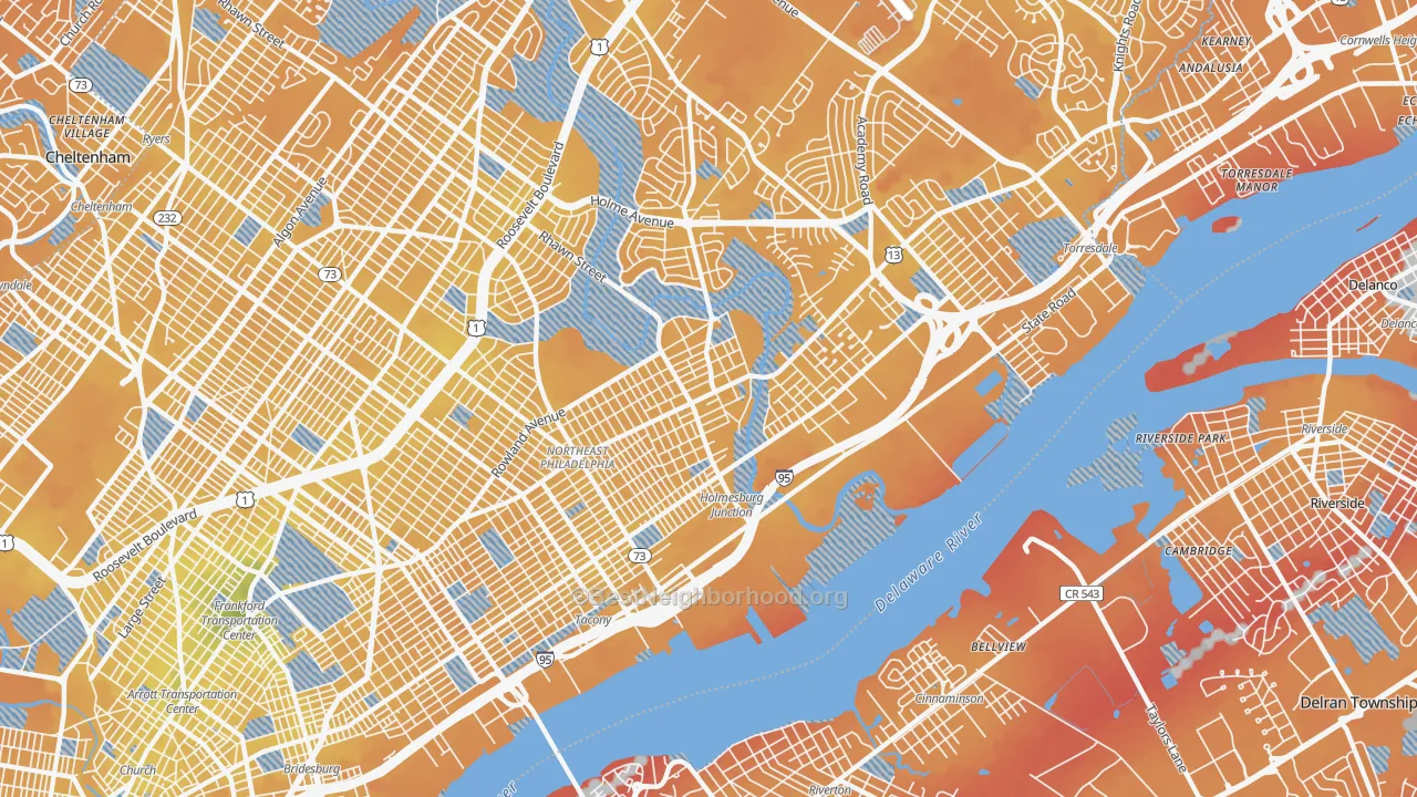 Transit Grade map of 19136, PA