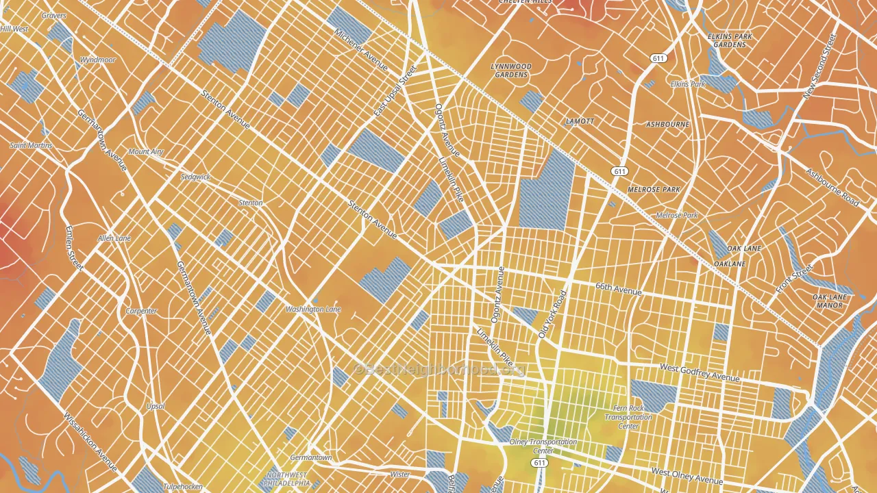 Transit Grade map of 19138, PA