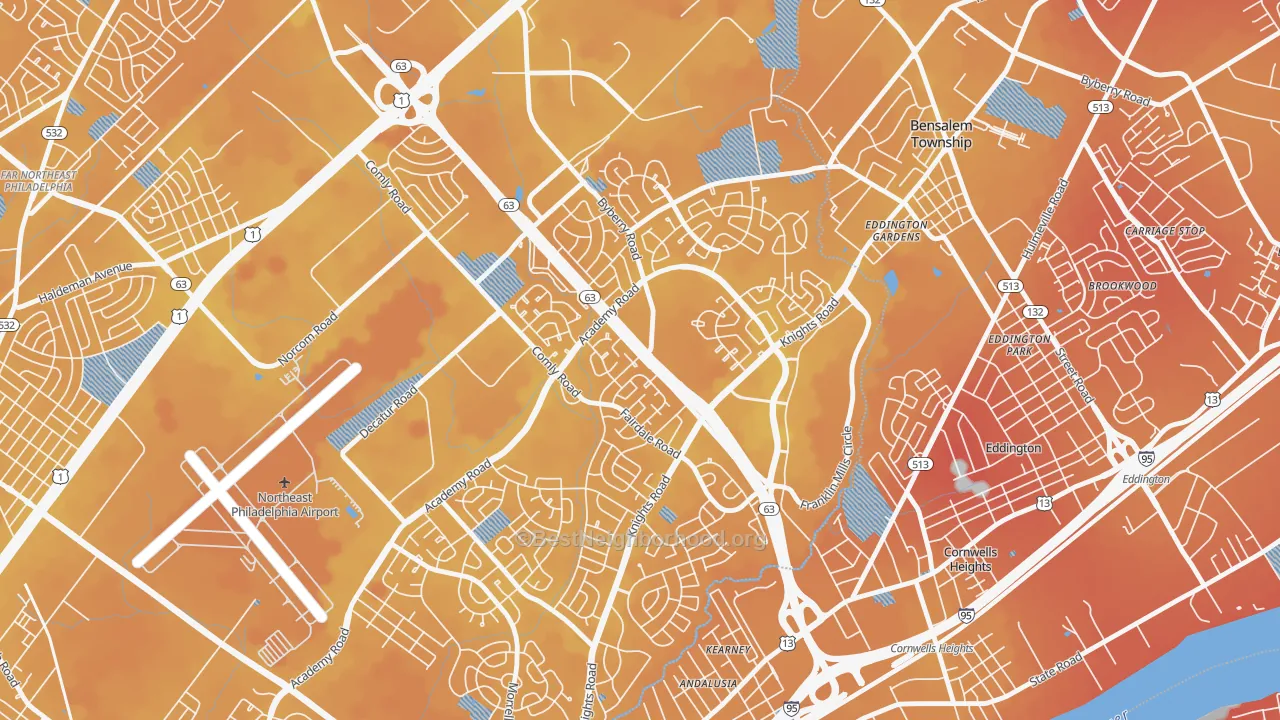 Transit Grade map of 19154, PA