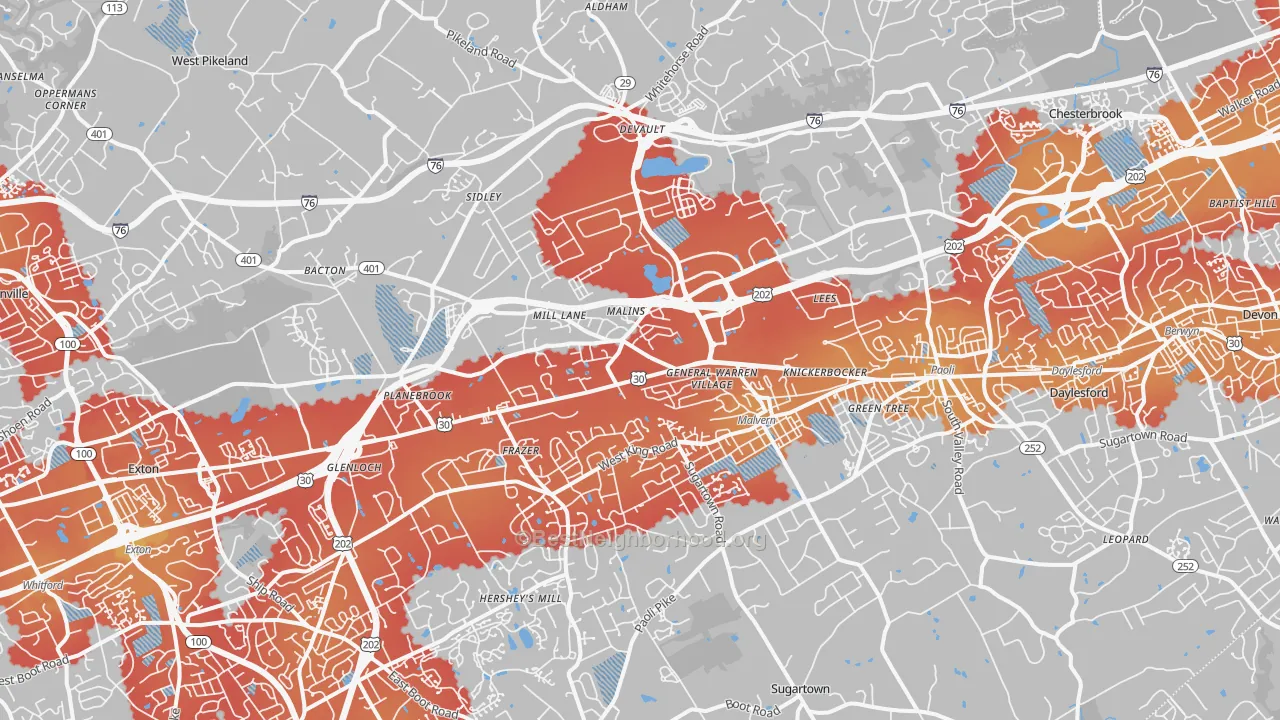 Transit Grade map of 19355, PA