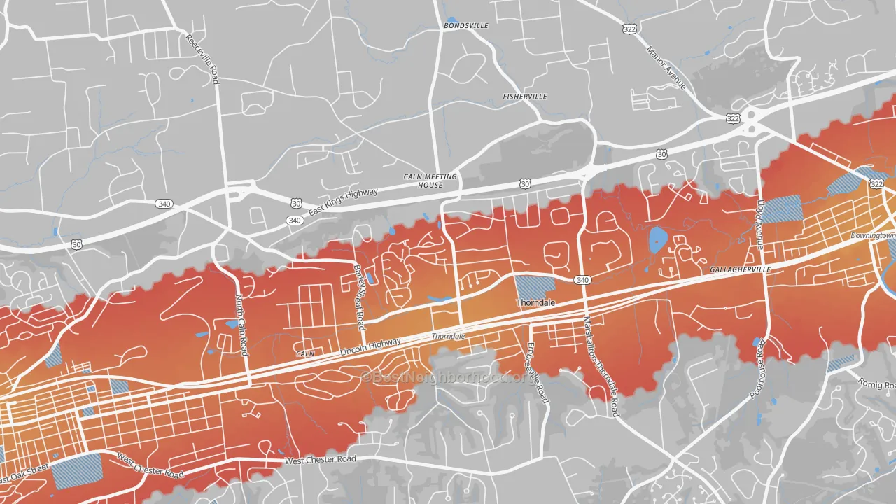 Transit Grade map of 19372, PA