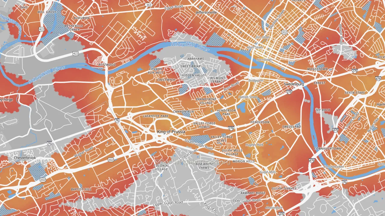 Transit Grade map of 19406, PA