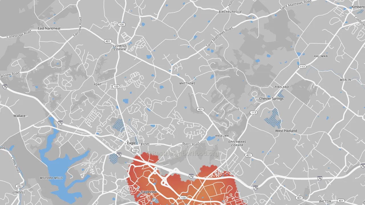 Transit Grade map of 19425, PA