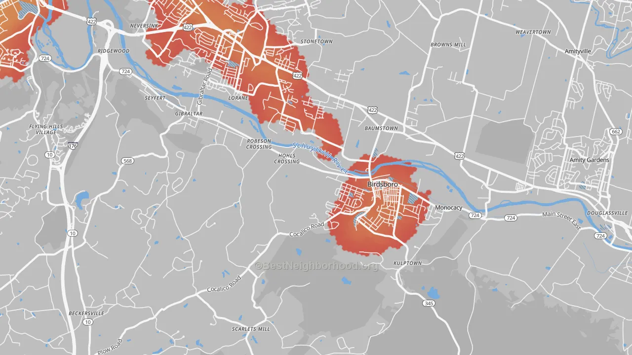 Transit Grade map of 19508, PA