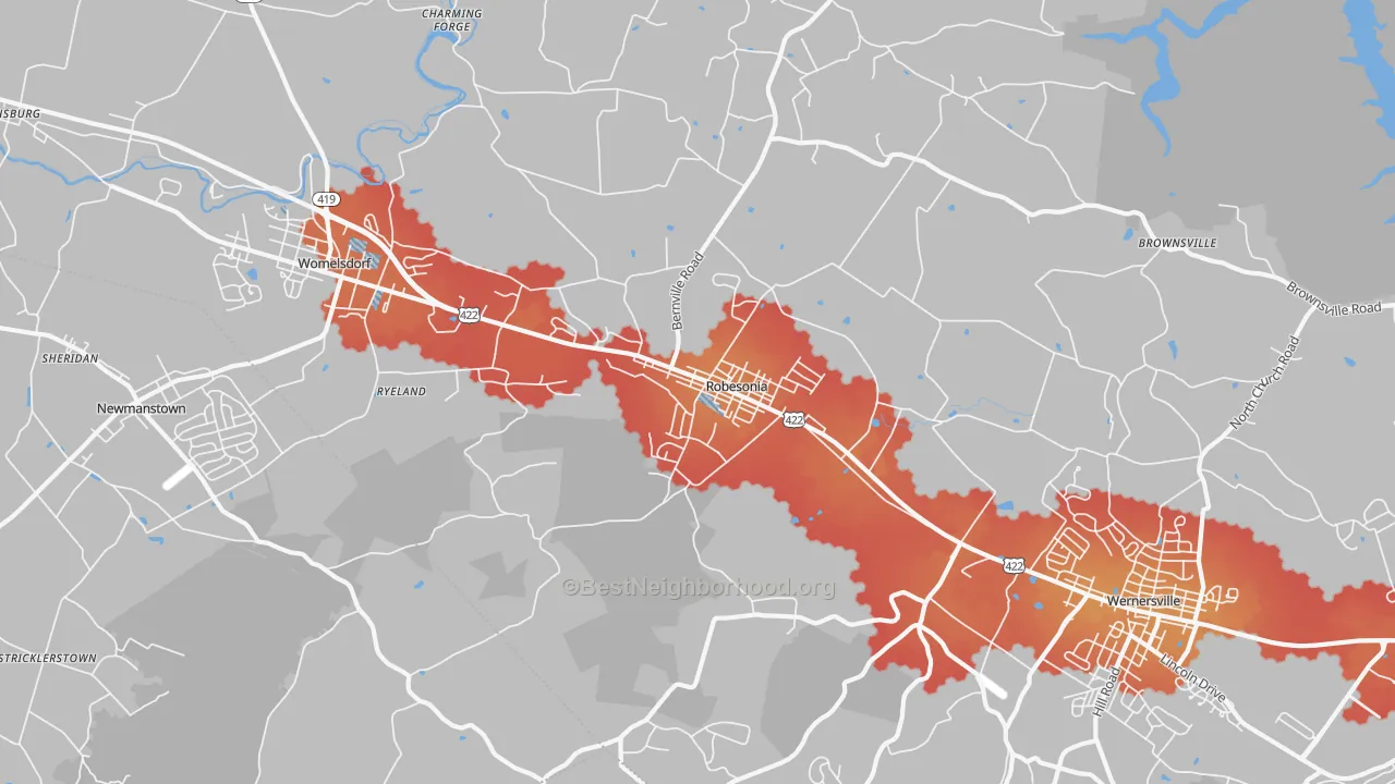 Transit Grade map of 19551, PA